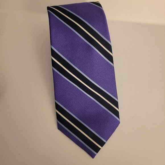 Hart Schaffner Marx Other - HART SCHAFFNER MARX Men's 100% Silk Necktie Amethyst Black Stripe 60" X 3.25"